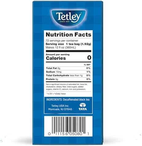 Tetley, Decaffeinated Classic Black Tea Bags, 72 Count