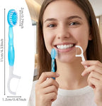 50 Pack Individually Wrapped Disposable Mini Travel Toothbrushes, 5 in 1 Pre-Pasted Toothbrush Brush+Floss+Pick+Tongue Scraper On The Go Portable Toothbrush with Freshening Bead, Coolmint