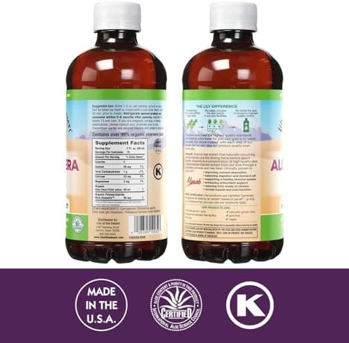 Lily Of The Desert Organic Aloe Vera Juice 2-Pack – Inner Fillet, Natural Gut & Digestive Support, Stomach Relief, 32 Fl Oz Ea