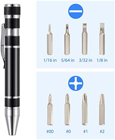 Mudder Pen Screwdriver Gifts Multitool Handy Tool 8 in 1 Magnetic Pocket Screwdriver Precision Function for Mini Gadgets(4 Pieces)