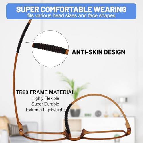 4 Packs TR Reading Glasses for Women Men Blue Light Blocking Readers 1.0 1.5 2.0 2.5 3.0 4.0