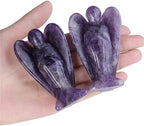 YATOJUZI 3" Amethyst Angel Decor Big Hand-Carved Angels Guardian Sculpture Statue Figurines Natural Crystal Stones and Healing Crystals Purple Home Room Office Desk Decoration Wisdom Gifts for Women