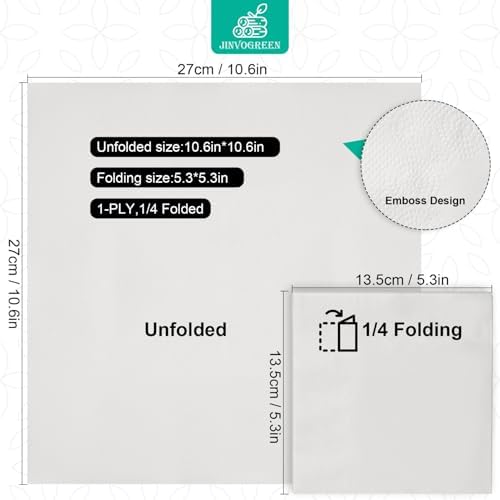 JINVOGREEN 2000 Count Cocktail Napkins Bulk 1-Ply White Beverage Paper Napkins Disposable for Bars, Lunch, Parties, Restaurant and Everyday Use - 5.3 x 5.3 Inch Folded