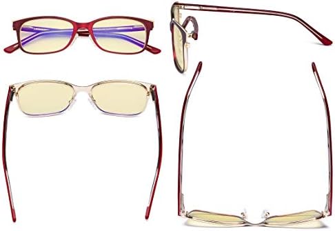 Eyekepper Ladies Blue Light Blocking Glasses with Yellow Filter Lens - Design Computer Eyeglasses Women Anti Glare - Reduce Blue Rays Eye Strain - Red