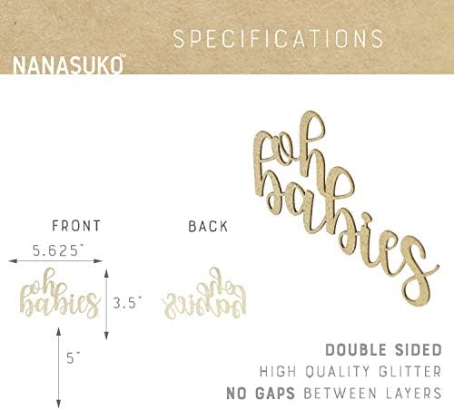 Baby Shower Cake Topper - Double Sided Gold Glitter - Premium Quality Made in USA (oh babies)