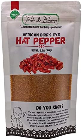 Dried African Bird's Eye Red Spicy Hot Chili Pepper Powder.100% Natural. For soups|Marinates|BBQ,