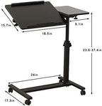 TigerDad Over Bed Table with Wheels Adjustable | Rolling Laptop Table Overbed Desk Hospital Tray Table Sofa Chair Side Table (Black)