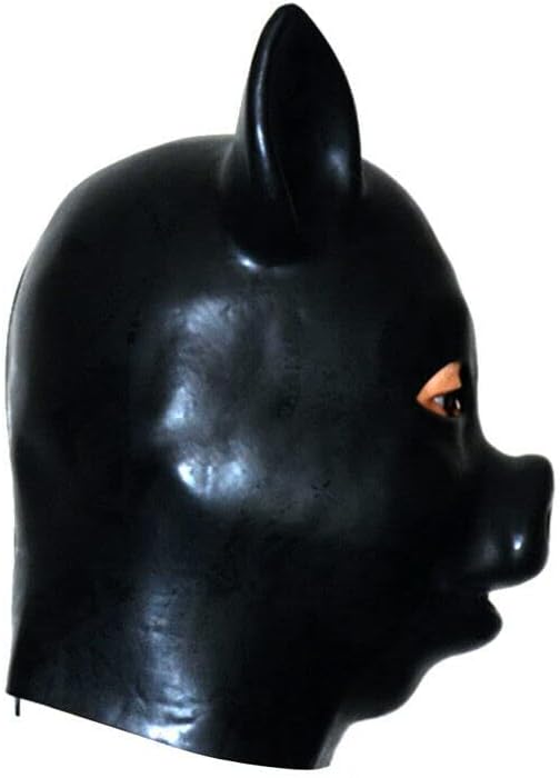 Latex Pig Animal 3D Heavy Mold Mask - Full Cover Hood with Zip