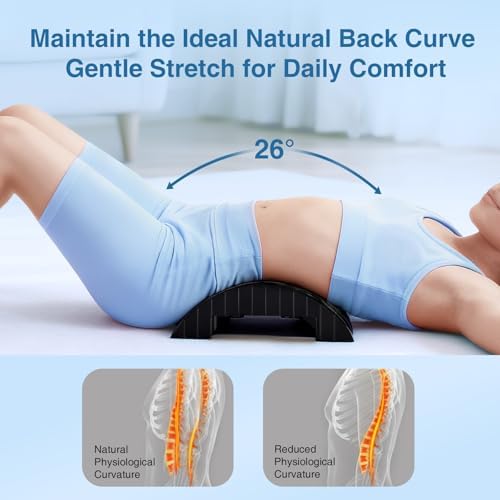 Back Stretcher for Lower Back Pain Relief–Lumbar&Neck Traction Device for Spinal Decompression,Lumbar Board for Back Muscle Relaxation,Ergonomic Design with Anti-Slip Rubber Pads