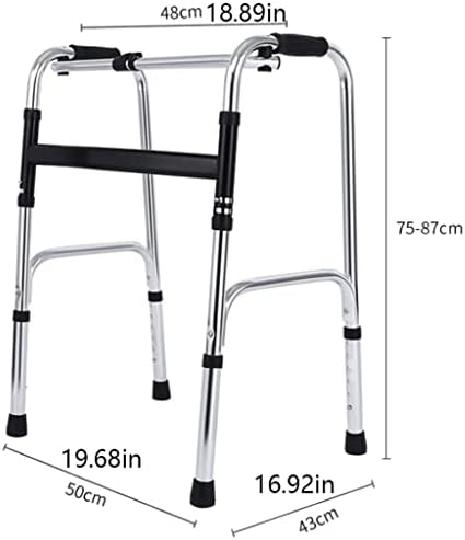 Folding Walker with Seat for Elderly Lightweight Height Adjustable Folding Walking Frame Mobility Aid Supports Up to 220lb(