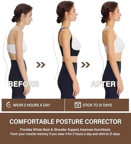 URSEXYLY Posture Corrector for Women Breathable Back Brace For Posture Adjustable Back Straightener Support for Neck Shoulder Clavicle and Upper Back Pain Relief(2XL/3XL,Black)
