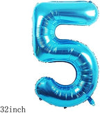 Balloons, 11 pcs Foil Balloons 5 Year Old for 5st Birthday Party Supplies Decoration, Confetti Balloon Kids Years (5th, Blue)