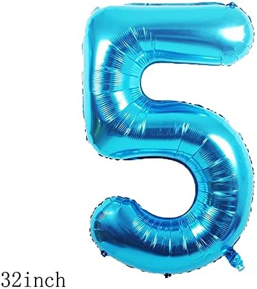 Balloons, 11 pcs Foil Balloons 5 Year Old for 5st Birthday Party Supplies Decoration, Confetti Balloon Kids Years (5th, Blue)