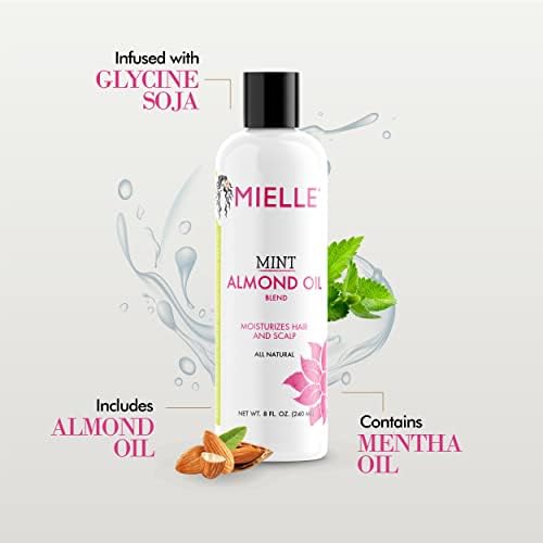 Mielle Organics Mint Almond Oil - Lightweight Dry Scalp Oil to Lock in Moisture and Help Encourage Longer, Healthier Hair - Suitable for All Hair Types (8 Fl Oz)