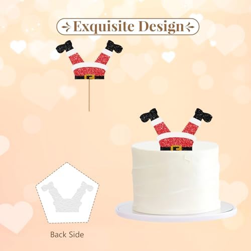 Santa Legs Cake Topper, Santa Claus Cake Decor, Red&Black Glitter Christmas Santa Cake Topper, Christmas Birthday/Winter Holiday Party Decoration