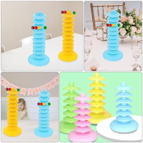 jojofuny Reusable Multi-layer Lollipop Display Stand, 10-tier Blue Pp Candy Holder with Adjustable Holes, Party Decoration Base for Dessert Table, 2pcs