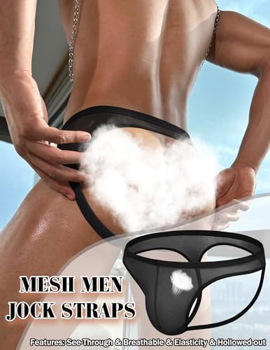 Avidlove Jock Straps for Men Sexy Thong Underwear Mesh Male Lingerie Breathable Athletic Supporter
