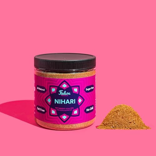 Fadwa Masala Nihari Spice Mix - 4.5 oz Jar, Salt & Sugar Free, Non-Spicy Authentic Desi Spices for Pakistani & Indian Cooking, Curry, Garam Masala - No Artificial Ingredients - Gluten Free