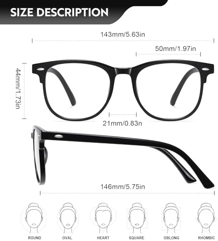 Okany Blue Light Blocking Glasses for Women Men Woman Black Computer Screen Filter Gaming Glasses Womens Mens 99.9% Blue Light Blocker Round Fashion Eye Glasses