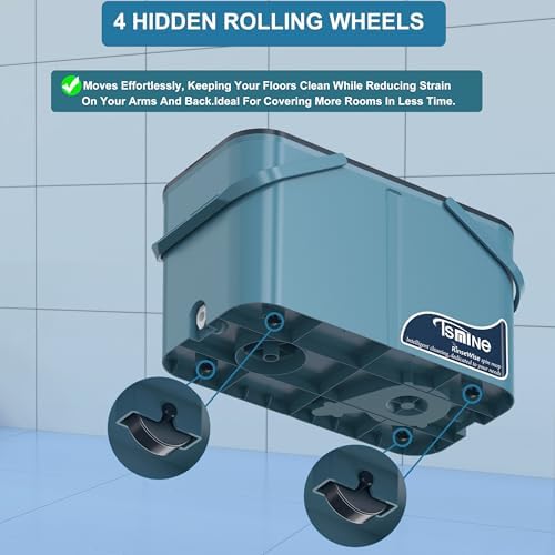 Spin Mop for Large Homes & Big Floor Cleaning, Clean & Dirty Water Separation Mop Bucket for Family & Pet Homes,4-Chamber System, Glide Wheels, Safe for Hardwood & Tile, Adjustable Handle, 6 Mop Heads