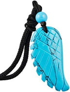 SUNYIK Crystal Angel Wing Pendant Necklace for Unisex, Hand Carved Healing Stone with Adjustable Braided Rope Jewelry