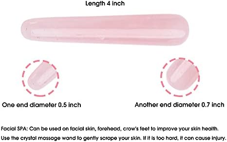AMOYSTONE 2Pcs Natural Rose Quartz Massage Wand Pink Crystal Massage Scraping Tool Treatment 4"