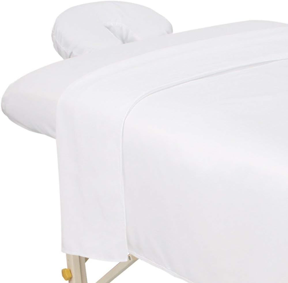 ForPro Professional Collection Premium Microfiber 3-Piece Massage Sheet Set, White, Ultra-Light, Stain, and Wrinkle-Resistant Includes Massage Flat and Fitted Sheet and Massage Face Rest Cover