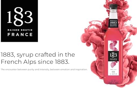 1883 Rose Syrup for Drinks, Made in France, 1 Liter Plastic Bottle