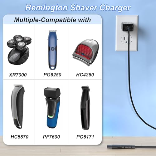 Charger for Remington Shaver Replacement Remington HC4250 PG6171 PF7500 PF7600 PG6250 PA-0510N Beard Trimmer Charger Remington Hair Clipper Wall Power Supply Cord 5V Adapter