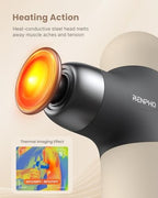 RENPHO Mini Thermal Massage Gun with Heat, Portable Deep Tissue Percussion Massager with 4 Heads for Neck & Back Comfort, Ultra-Quiet Operation for Home, Office & Travel, Includes Compact Carry Case
