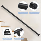 Industrial Stair Railing Metal Hand Rails for Indoor Stairs Wall Mount Staircase Handrails 1.5" Pipe Stair Handrail for Steps Black Aluminum Stairway Railing for Outdoor & Indoor Stairs 5ft