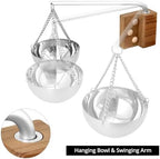 QWORK Aromatherapy Bowl Oil Cup Holder - Essential Oil Diffuser for Saunas, 500 ML Capacity - includes Swinging Arm and Wood Block