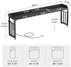 Overbed Table with Wheels and Height Adjustable, 87 inch King Size Bed Table with Adjustable Tilt Board, Mobile Laptop Cart Computer Desk with Outlets & USB Ports, Black