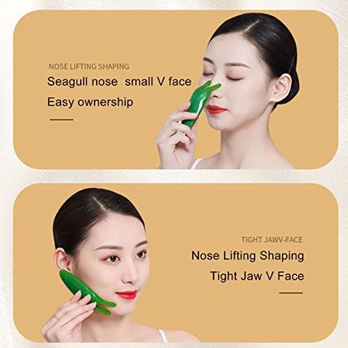 High Bridge Nose Scraper, Resin Nose Massager for Reducing The Sides of The Nose, Face Nose Gua Sha Ool for Shape Puffiness Reducing (Green)