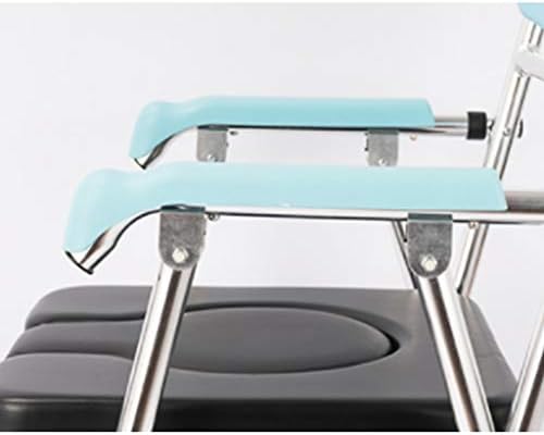 Folding Wheelchair, (4 Wheels) Rolling Commode Chair - Shower Chair Waterproof Aluminum Alloy Portable Bedside Commode Chair with Pedal