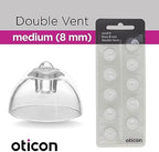 Genuine Oticon Hearing Aid Domes MiniFit Double Vent Bass 8mm (0.31 inches - Medium), Oticon Branded OEM Denmark Replacements, Authentic Accessories for Optimal Performance -1 Pack/10 Domes Total