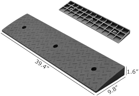 2 Pack 1.6'' Rise Rubber Curb Ramp, Heavy Duty, 11000 LBS Capacity, Threshold Ramps, Car Slope Ramp for Loading Dock Bike Vehicle Warehouse Sidewalk Wheelchair (1.6" H)