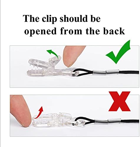 Hearing Aid Clip for Seniors Adults - Anti-Lost Lanyard Protector BTE Clip Holder Rope with Loops and Clip and Security Clip（Black）