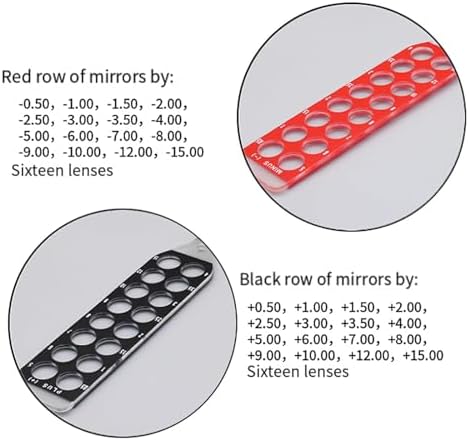TAYRAN Optical Retinoscopy Rack Lens Set, 2 Bars 32 Lenses Retinoscopy Bars with a Nylon Pocket, Red for Myopia Black for Hyperopia, for The Quick Examination of Diopter of Spectacles