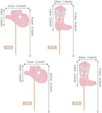 24 PCS Cowboy Cupcake Toppers Glitter Cowgirl Hats Boots Cupcake Picks Western Party Decorations for Boys Girls Western Theme Baby Shower Birthday Party Cake Decorations Supplies Light Pink