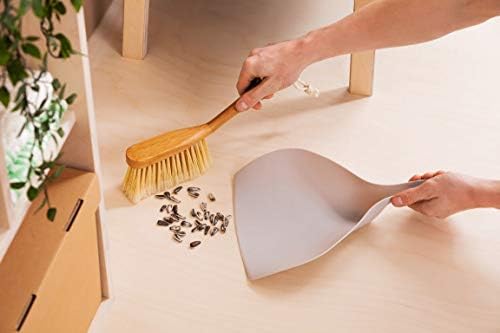 York Eco Natural Hand Brush and Shovel Bamboo with Rubber Edge Broom and Dustpan Set Dustpan 34 x 34 x 7 cm