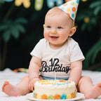 1/2 Birthday Cake Topper - Black Glitter Half Way to One Decoration - 6 Month Baby Shower & Half Birthday Party Supplies