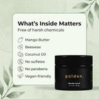 Golden Grooming Beard Balm - Tames Flyaways & Promotes Thicker Growth - Natural Styling Wax with Shea & Mango Butter - Relieves Beard Itch & Dandruff - Signature Fresh Scent, 2oz