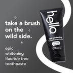 hello Epic Whitening Charcoal Fluoride Free Toothpaste, Activated Charcoal Toothpaste with Coconut Oil, Whitens Teeth Naturally, SLS Free, Fresh Mint, 3 Pack, 4.0 Oz Tubes