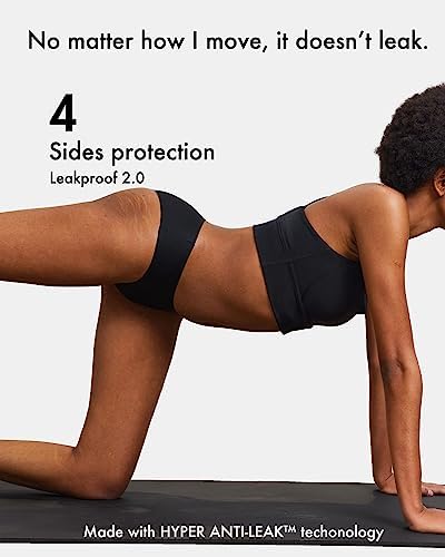 LEAKPROOF2.0 Seamless Bikini Period Underwear for Women | Period Panties Holds 6 Tampons | Mild Incontinence Leak Proof Underwear (L/XL, Black)