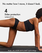 LEAKPROOF2.0 Seamless Bikini Period Underwear for Women | Period Panties Holds 6 Tampons | Mild Incontinence Leak Proof Underwear (L/XL, Black)