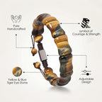 Tigers Eye Bracelet Protection Crystals Beads Bracelet for Men-Unique Yellow Blue Tigers Eye Gemstone Bracelet Natural Stone Handmade Beaded Bracelet-for Mens Gift