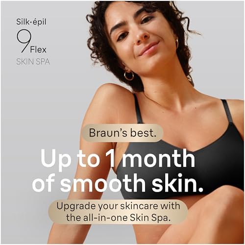 Braun Epilator Silk-épil 9 Flex SkinSpa, Hair Removal Device, 360 Flex and Pivoting Head, Wet and Dry, Includes Shaver Head, Trimmer Comb, Massage Pad, Exfoliation Brush and BodyTrimmer, SES9-481 3D