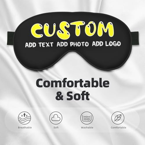 Custom Sleep Mask Add Your Design Personalized Eye Mask with Your Text Logo Photo for Men & Women Customized Masks for Gifts Black