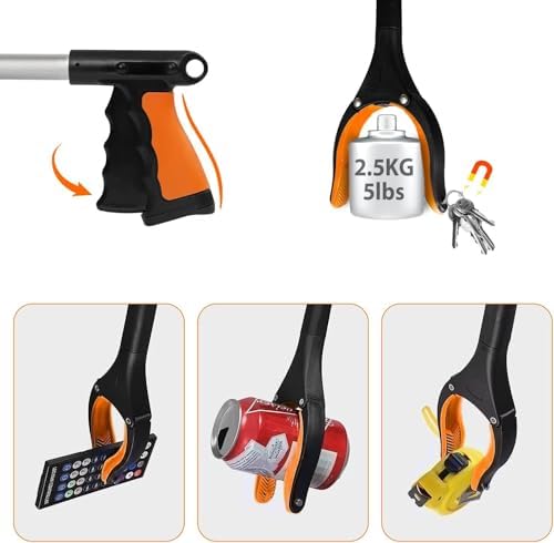 43" Foldable Grabber Reacher Tool,2pcs Reacher Grabber Pickup Tool,Gripper Reacher Grabber Tool with Rotating Jaw+Magnets,Grabber Reacher Tool Heavy Duty,